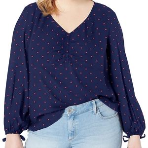 2xl Jessica Simpson Hearts all over red blue gathered front lightweight top